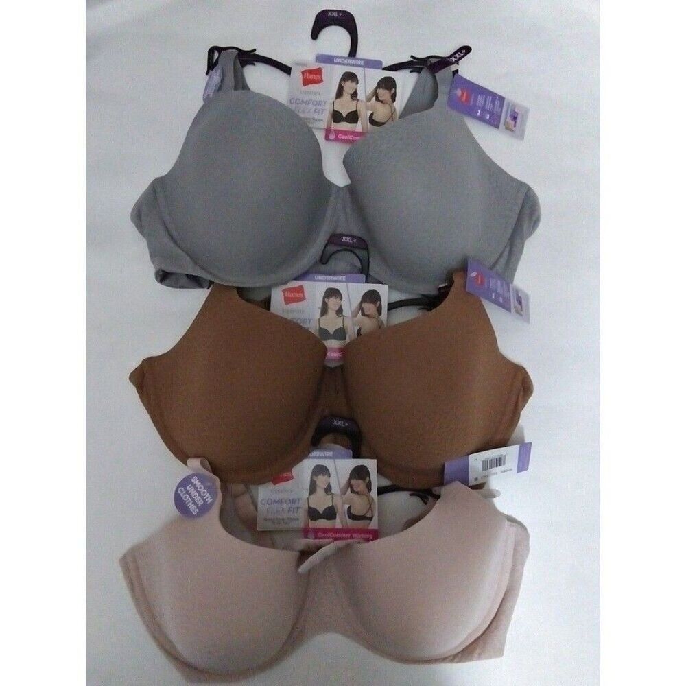 (Bundle) 3 Hanes Comfort Flex Fit Underwire Bra Size 2XL+